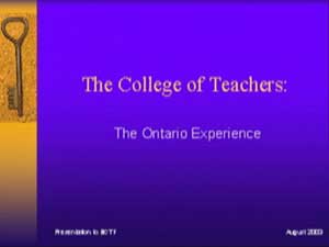 College of Teachers title slide from PowerPoint presentation